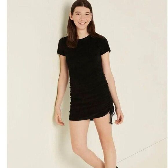 Victorias Secret Pink Beach Terry Ruched Sides Dress Black Xsmall - Picture 4 of 10